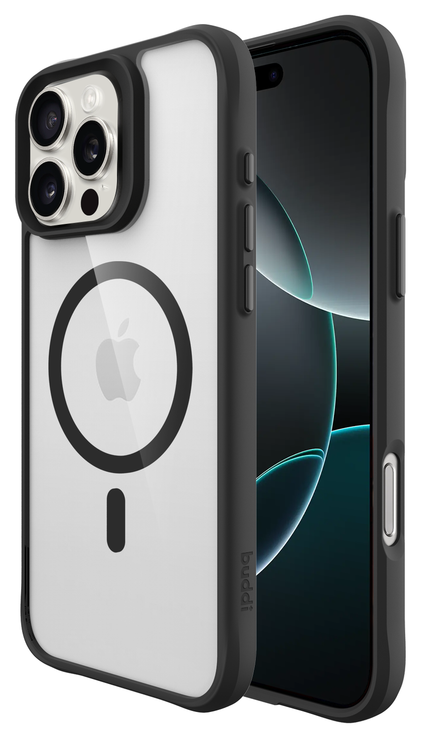 Buddi Hybrid Apple iPhone 16 Pro Hoesje MagSafe Back Cover Transparant Zwart afbeelding 1