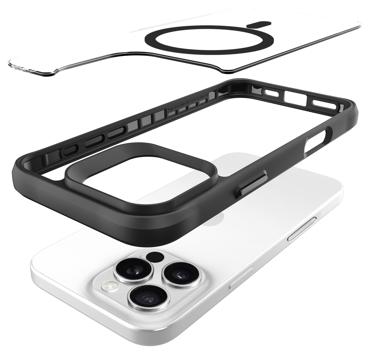 Buddi Hybrid Apple iPhone 16 Pro Hoesje MagSafe Back Cover Transparant Zwart afbeelding 10