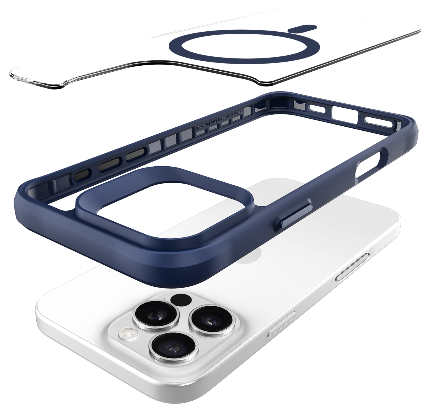 Buddi Hybrid Apple iPhone 16 Pro Hoesje MagSafe Back Cover Transparant Blauw afbeelding 10