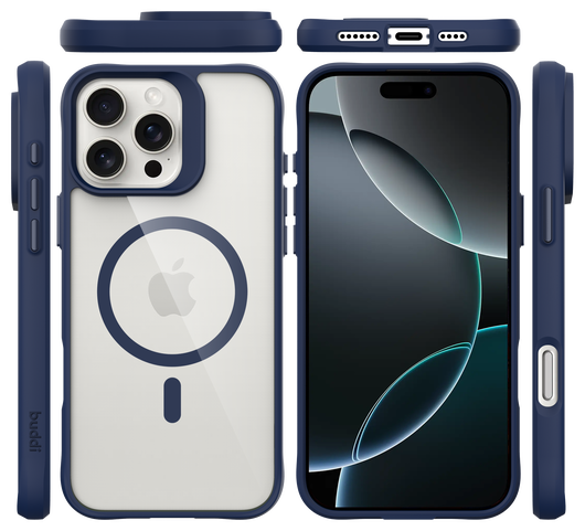 Buddi Hybrid Apple iPhone 16 Pro Hoesje MagSafe Back Cover Transparant Blauw afbeelding 9