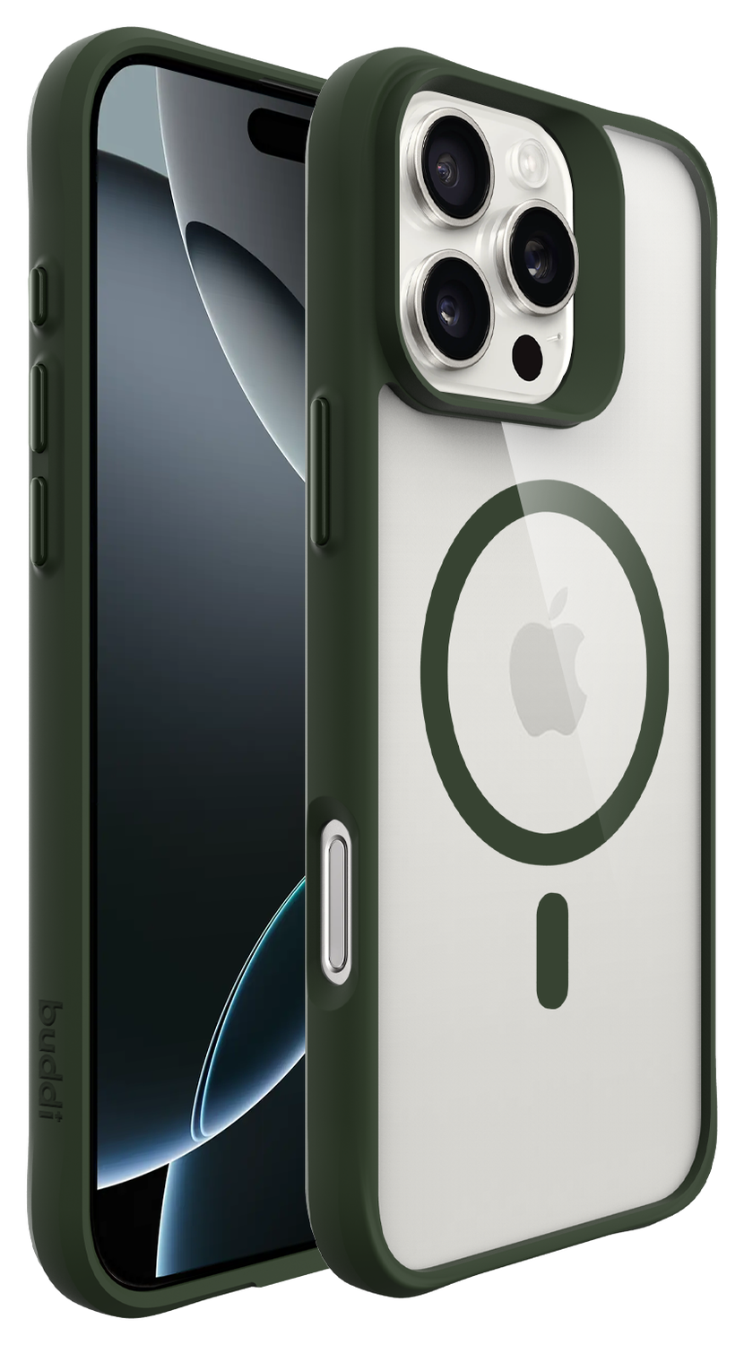 Buddi Hybrid Apple iPhone 16 Pro Hoesje MagSafe Back Cover Transparant Groen afbeelding 8