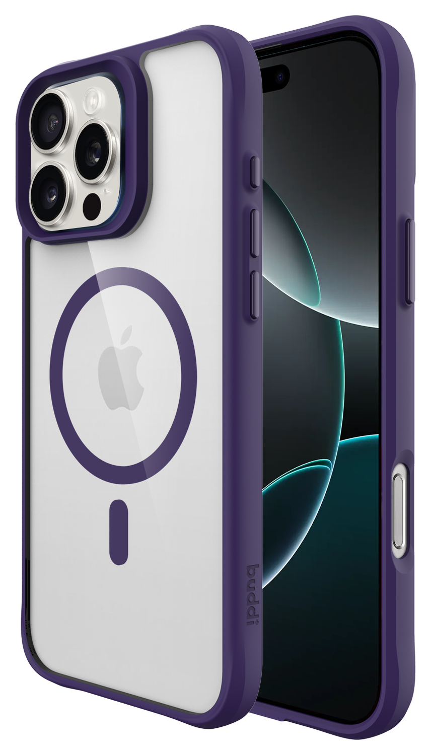 Buddi Hybrid Apple iPhone 16 Pro Hoesje MagSafe Back Cover Transparant Paars afbeelding 1