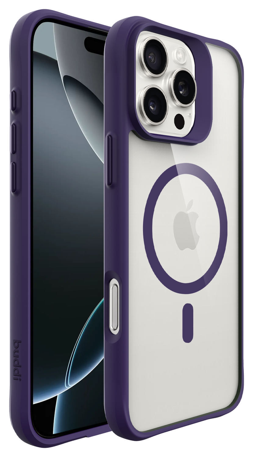 Buddi Hybrid Apple iPhone 16 Pro Hoesje MagSafe Back Cover Transparant Paars afbeelding 8