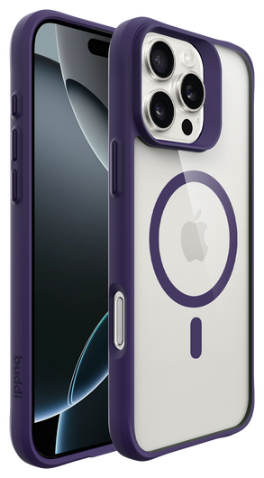 Buddi Hybrid Apple iPhone 16 Pro Hoesje MagSafe Back Cover Transparant Paars afbeelding 8