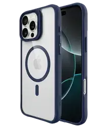 Buddi Hybrid Apple iPhone 16 Pro Max Hoesje MagSafe Back Cover Transparant Blauw afbeelding