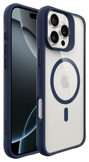 Buddi Hybrid Apple iPhone 16 Pro Max Hoesje MagSafe Back Cover Transparant Blauw afbeelding 8