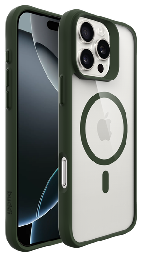 Buddi Hybrid Apple iPhone 16 Pro Max Hoesje MagSafe Back Cover Transparant Groen afbeelding 8