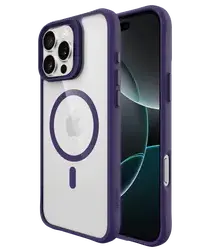 Buddi Hybrid Apple iPhone 16 Pro Max Hoesje MagSafe Back Cover Transparant Paars afbeelding