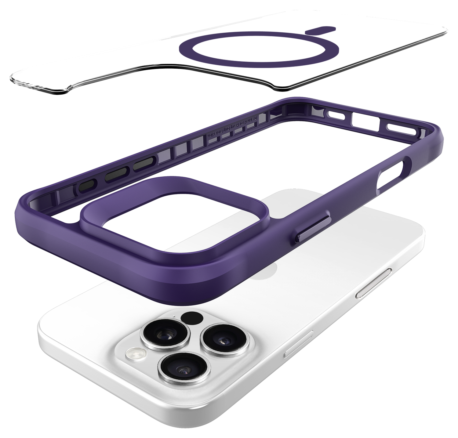 Buddi Hybrid Apple iPhone 16 Pro Max Hoesje MagSafe Back Cover Transparant Paars afbeelding 10
