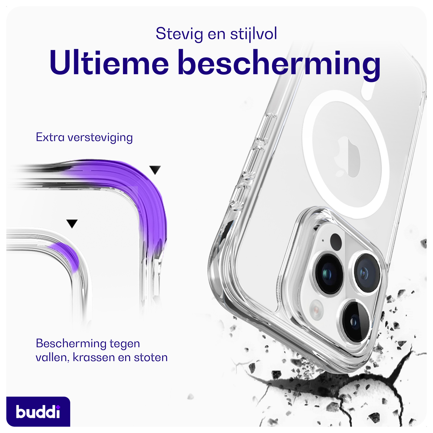 Buddi Core Apple iPhone 15 Pro Hoesje MagSafe Back Cover Transparant afbeelding 2