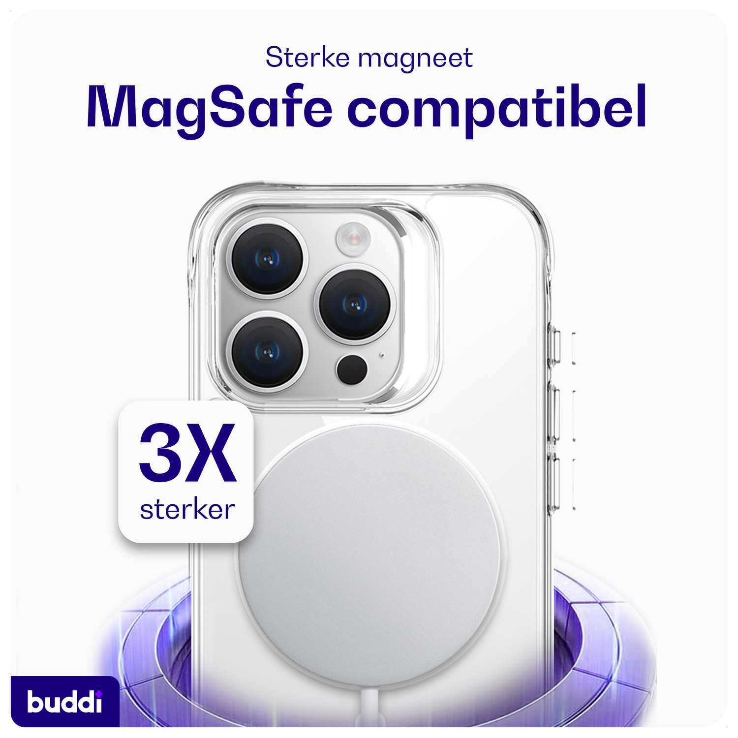 Buddi Core Apple iPhone 15 Pro Hoesje MagSafe Back Cover Transparant afbeelding 3