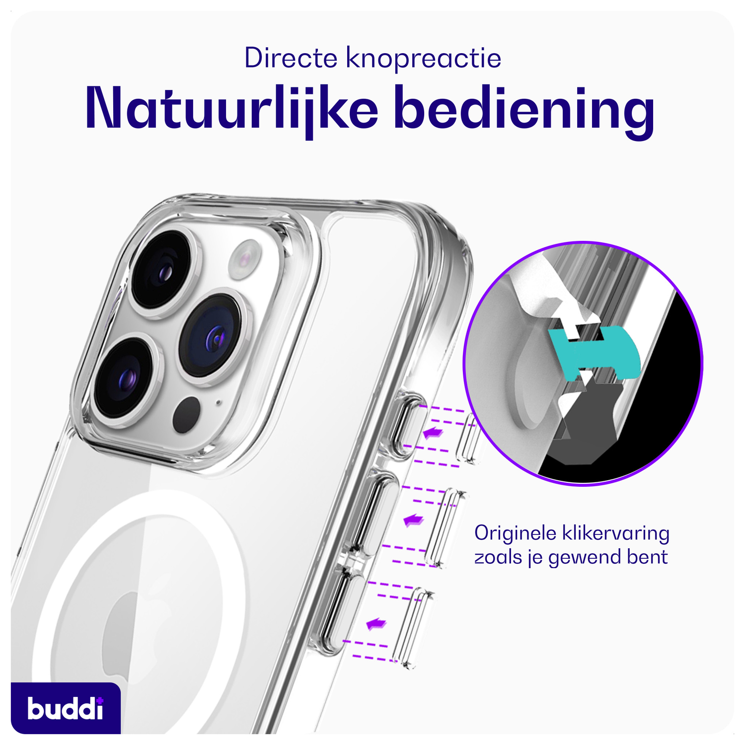 Buddi Core Apple iPhone 15 Pro Hoesje MagSafe Back Cover Transparant afbeelding 5