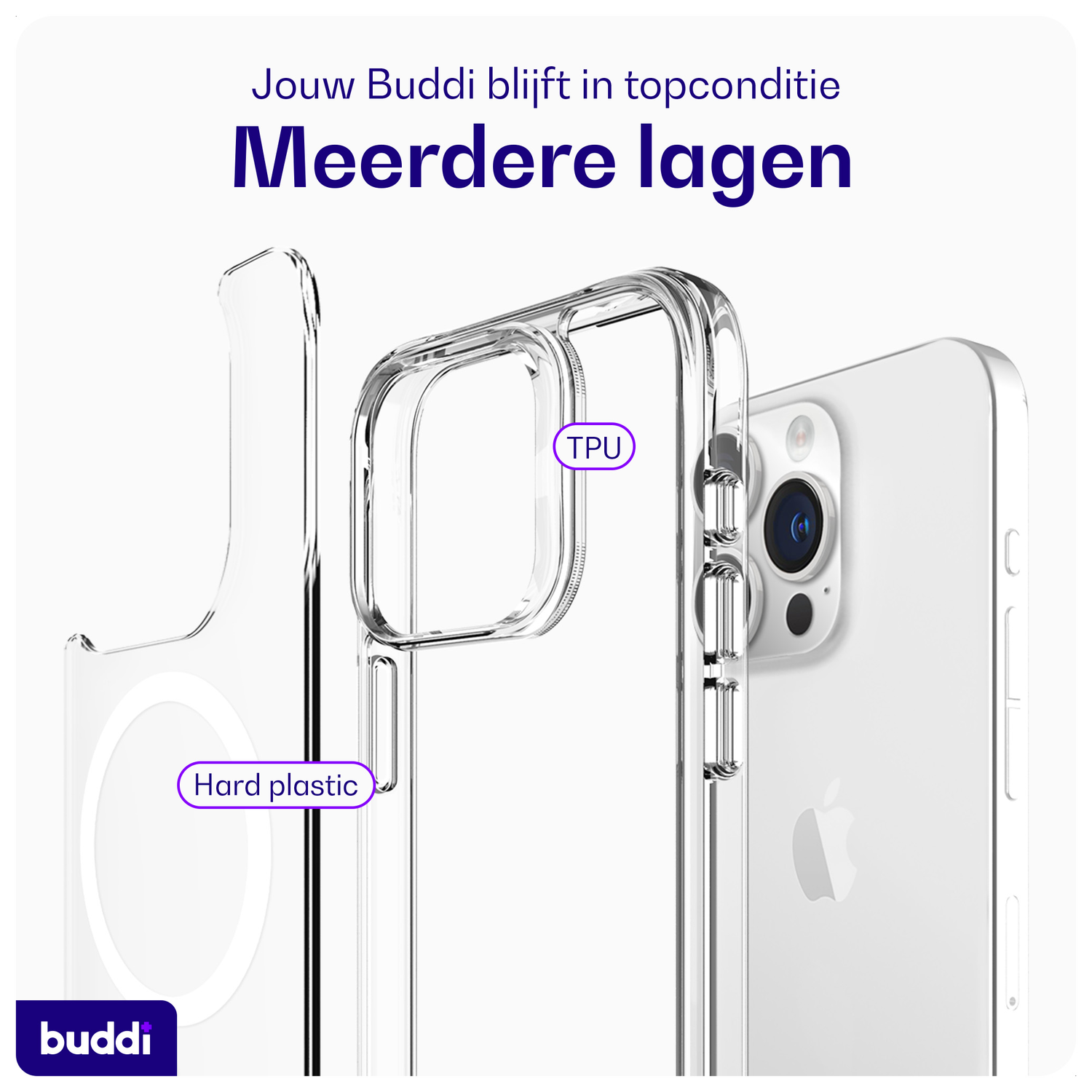 Buddi Core Apple iPhone 15 Pro Hoesje MagSafe Back Cover Transparant afbeelding 6