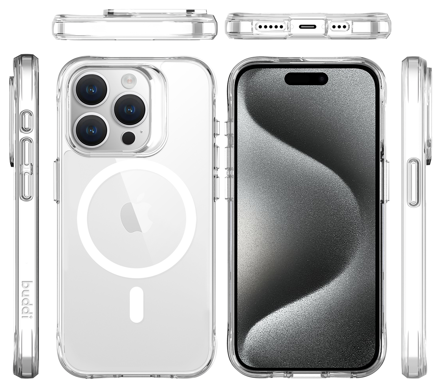 Buddi Core Apple iPhone 15 Pro Hoesje MagSafe Back Cover Transparant afbeelding 9