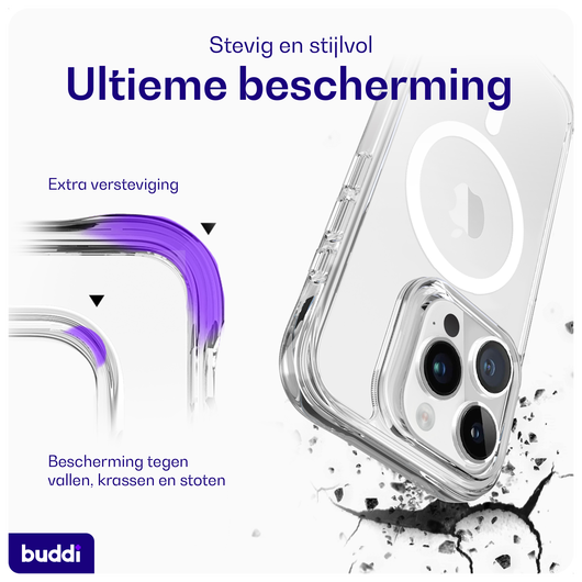 Buddi Core Apple iPhone 15 Pro Hoesje MagSafe Back Cover Transparant afbeelding 2