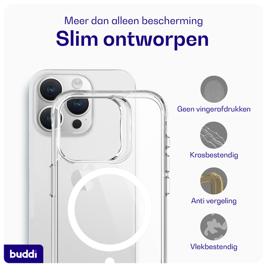 Buddi Core Apple iPhone 15 Pro Hoesje MagSafe Back Cover Transparant afbeelding 4