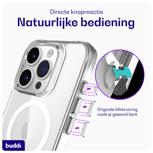 Buddi Core Apple iPhone 15 Pro Hoesje MagSafe Back Cover Transparant afbeelding 5