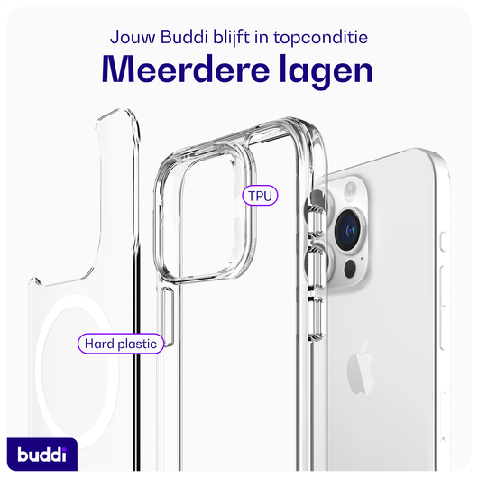 Buddi Core Apple iPhone 15 Pro Hoesje MagSafe Back Cover Transparant afbeelding 6