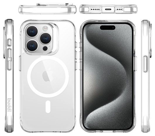 Buddi Core Apple iPhone 15 Pro Hoesje MagSafe Back Cover Transparant afbeelding 9