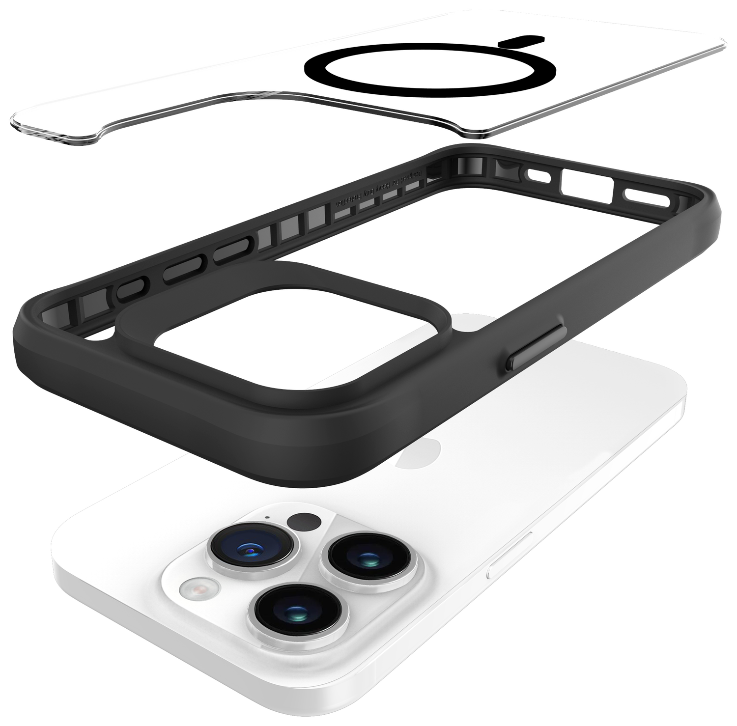 Buddi Hybrid Apple iPhone 15 Pro Hoesje MagSafe Back Cover Transparant Zwart afbeelding 10