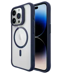 Buddi Hybrid Apple iPhone 15 Pro Hoesje MagSafe Back Cover Transparant Blauw afbeelding