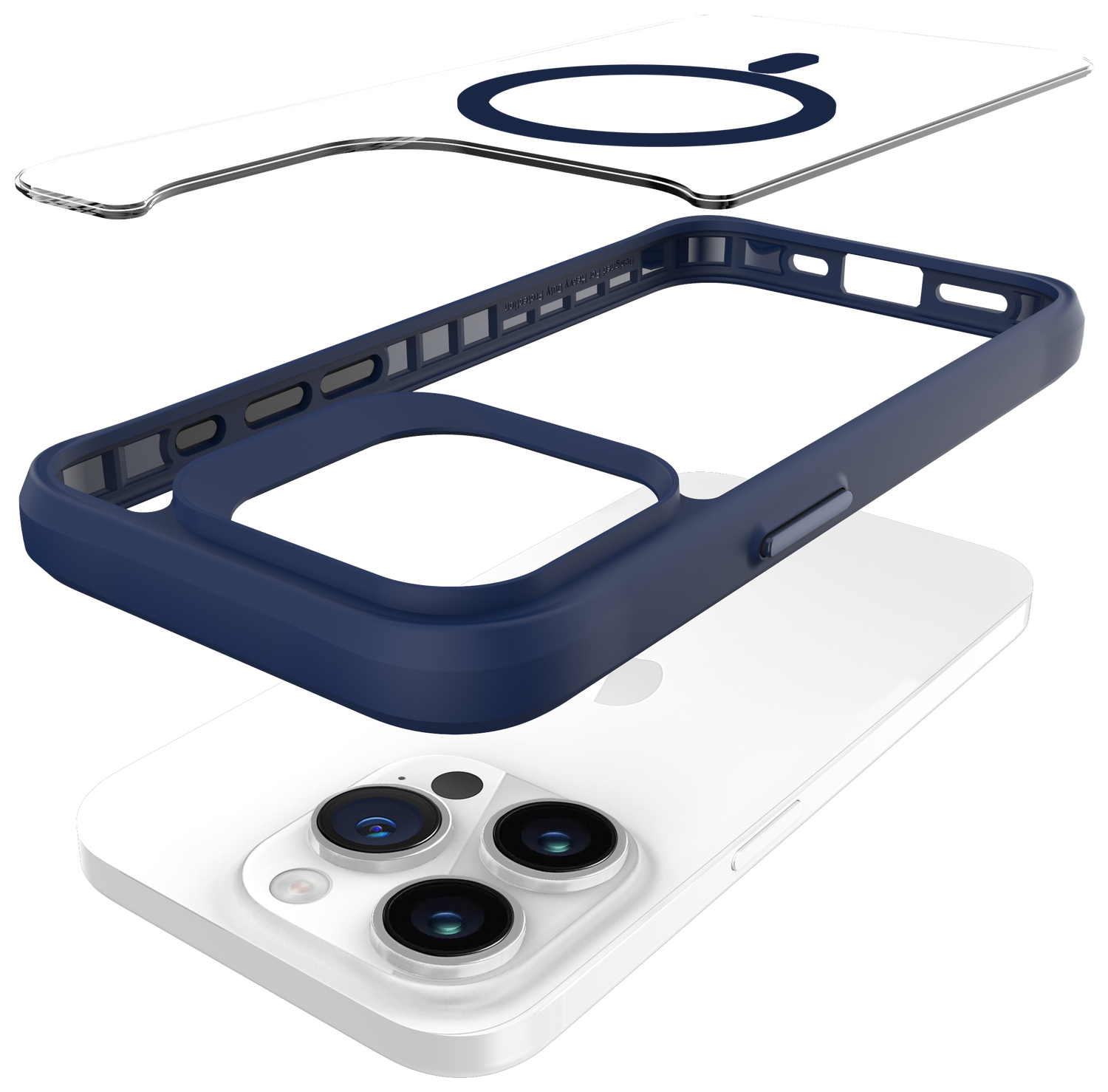 Buddi Hybrid Apple iPhone 15 Pro Hoesje MagSafe Back Cover Transparant Blauw afbeelding 10