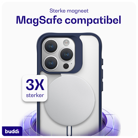 Buddi Hybrid Apple iPhone 15 Pro Hoesje MagSafe Back Cover Transparant Blauw afbeelding 3