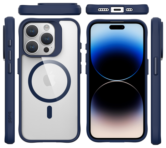 Buddi Hybrid Apple iPhone 15 Pro Hoesje MagSafe Back Cover Transparant Blauw afbeelding 9