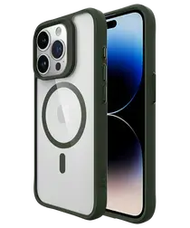 Buddi Hybrid Apple iPhone 15 Pro Hoesje MagSafe Back Cover Transparant Groen afbeelding