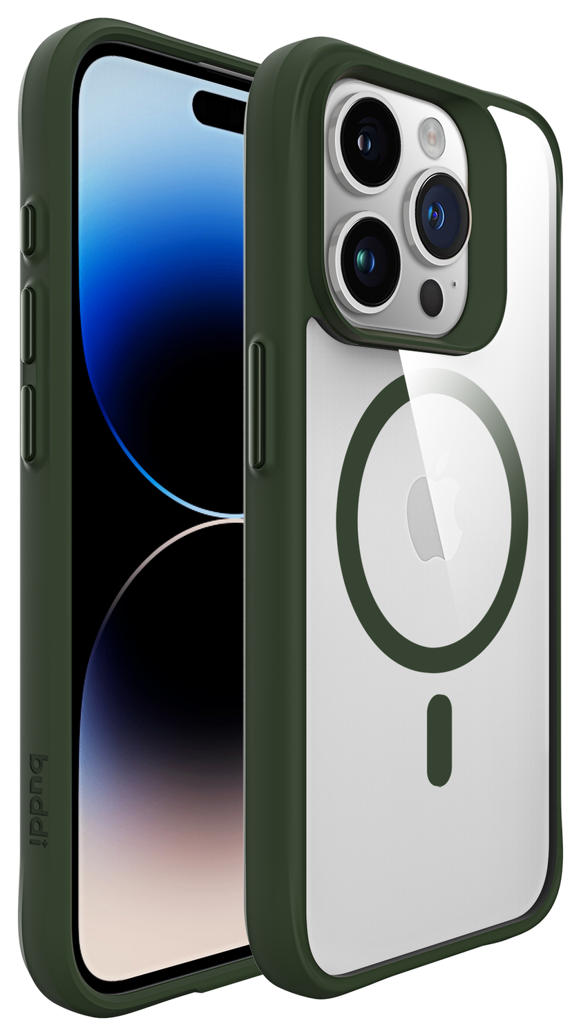 Buddi Hybrid Apple iPhone 15 Pro Hoesje MagSafe Back Cover Transparant Groen afbeelding 8