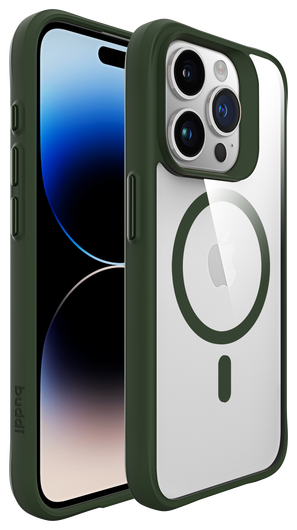 Buddi Hybrid Apple iPhone 15 Pro Hoesje MagSafe Back Cover Transparant Groen afbeelding 8