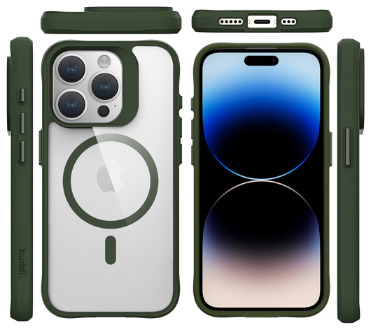Buddi Hybrid Apple iPhone 15 Pro Hoesje MagSafe Back Cover Transparant Groen afbeelding 9