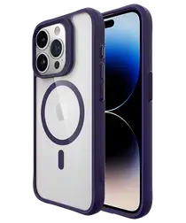 Buddi Hybrid Apple iPhone 15 Pro Hoesje MagSafe Back Cover Transparant Paars afbeelding