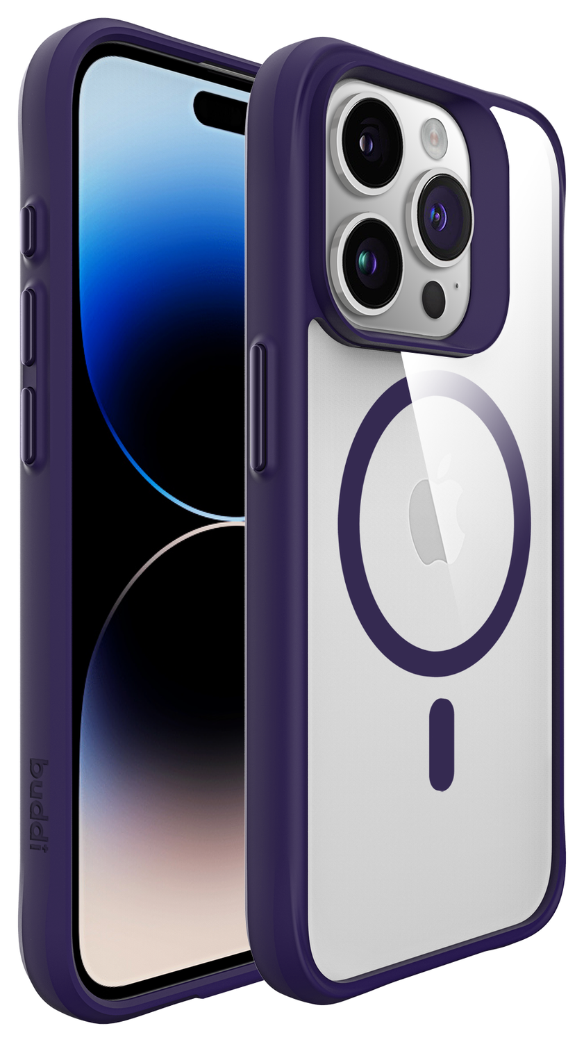 Buddi Hybrid Apple iPhone 15 Pro Hoesje MagSafe Back Cover Transparant Paars afbeelding 1