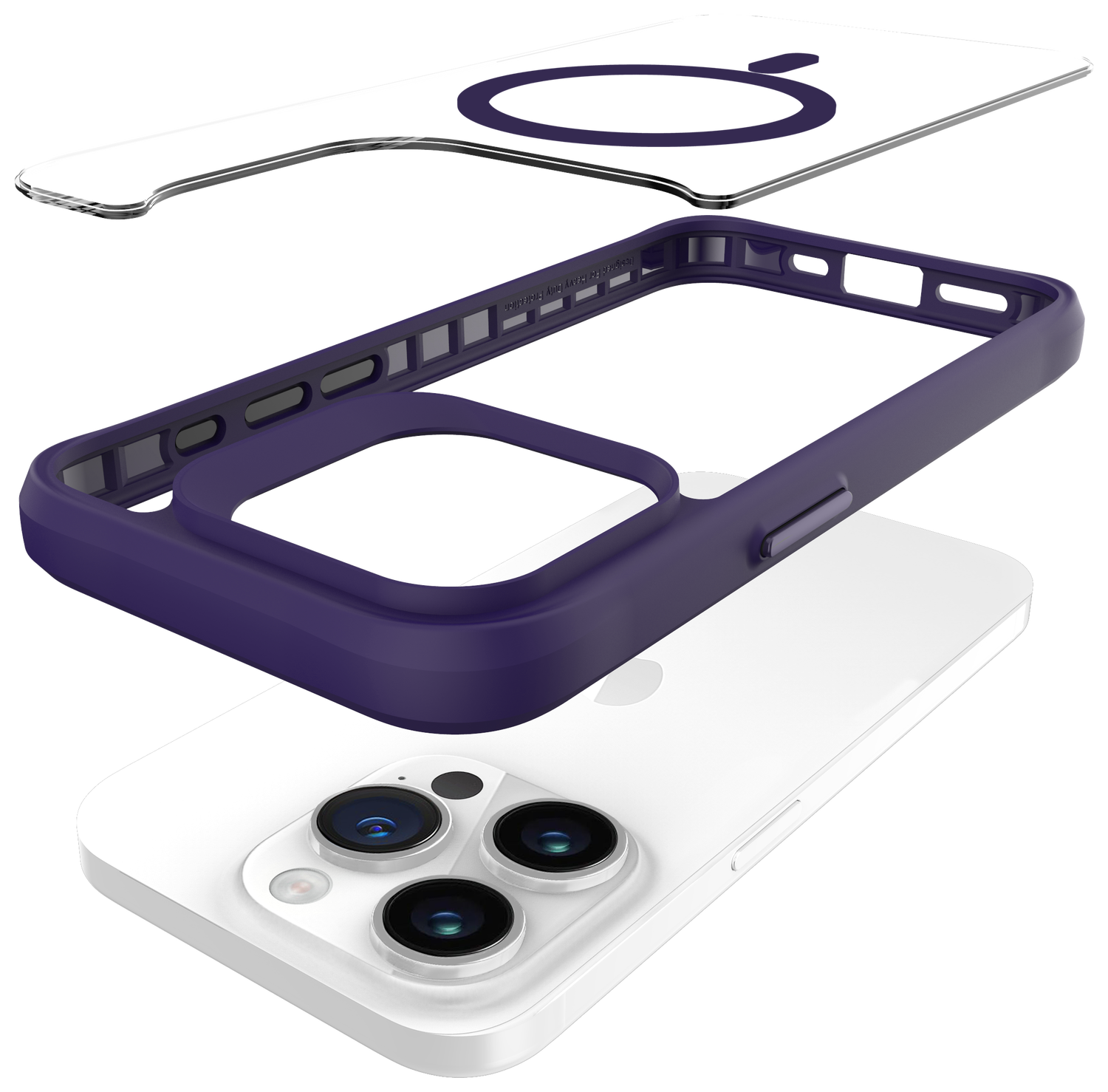 Buddi Hybrid Apple iPhone 15 Pro Hoesje MagSafe Back Cover Transparant Paars afbeelding 10