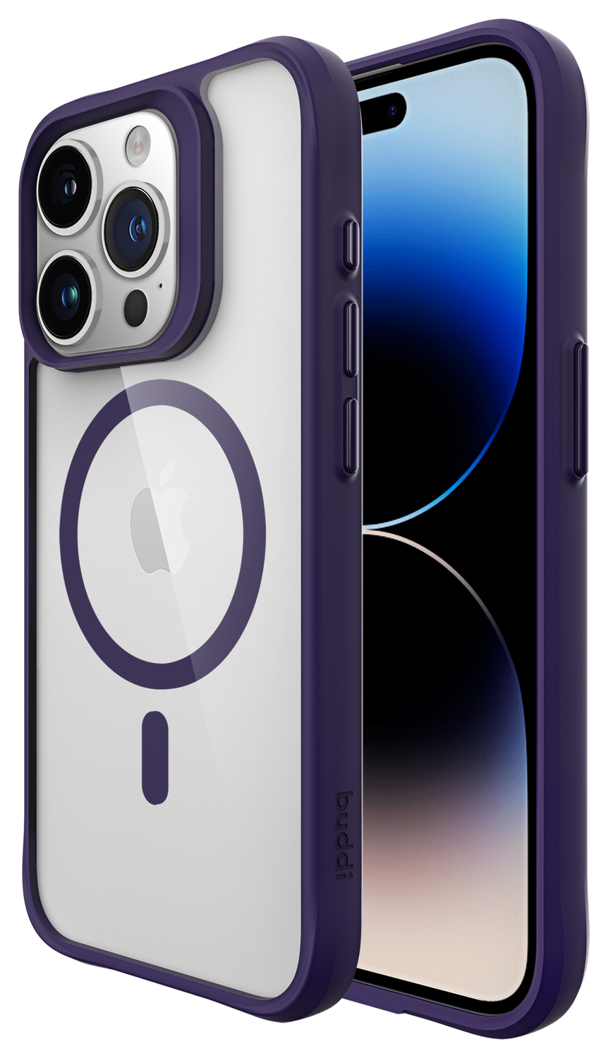 Buddi Hybrid Apple iPhone 15 Pro Hoesje MagSafe Back Cover Transparant Paars afbeelding 8