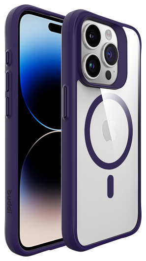 Buddi Hybrid Apple iPhone 15 Pro Hoesje MagSafe Back Cover Transparant Paars afbeelding 1