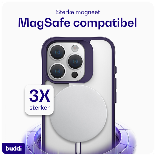 Buddi Hybrid Apple iPhone 15 Pro Hoesje MagSafe Back Cover Transparant Paars afbeelding 3