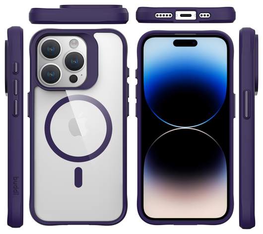 Buddi Hybrid Apple iPhone 15 Pro Hoesje MagSafe Back Cover Transparant Paars afbeelding 9