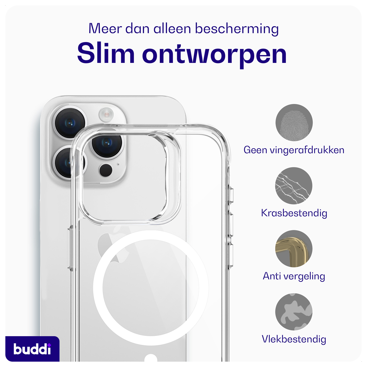 Buddi Core Apple iPhone 15 Pro Max Hoesje MagSafe Back Cover Transparant afbeelding 4