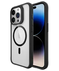 Buddi Hybrid Apple iPhone 15 Pro Max Hoesje MagSafe Back Cover Transparant Zwart afbeelding
