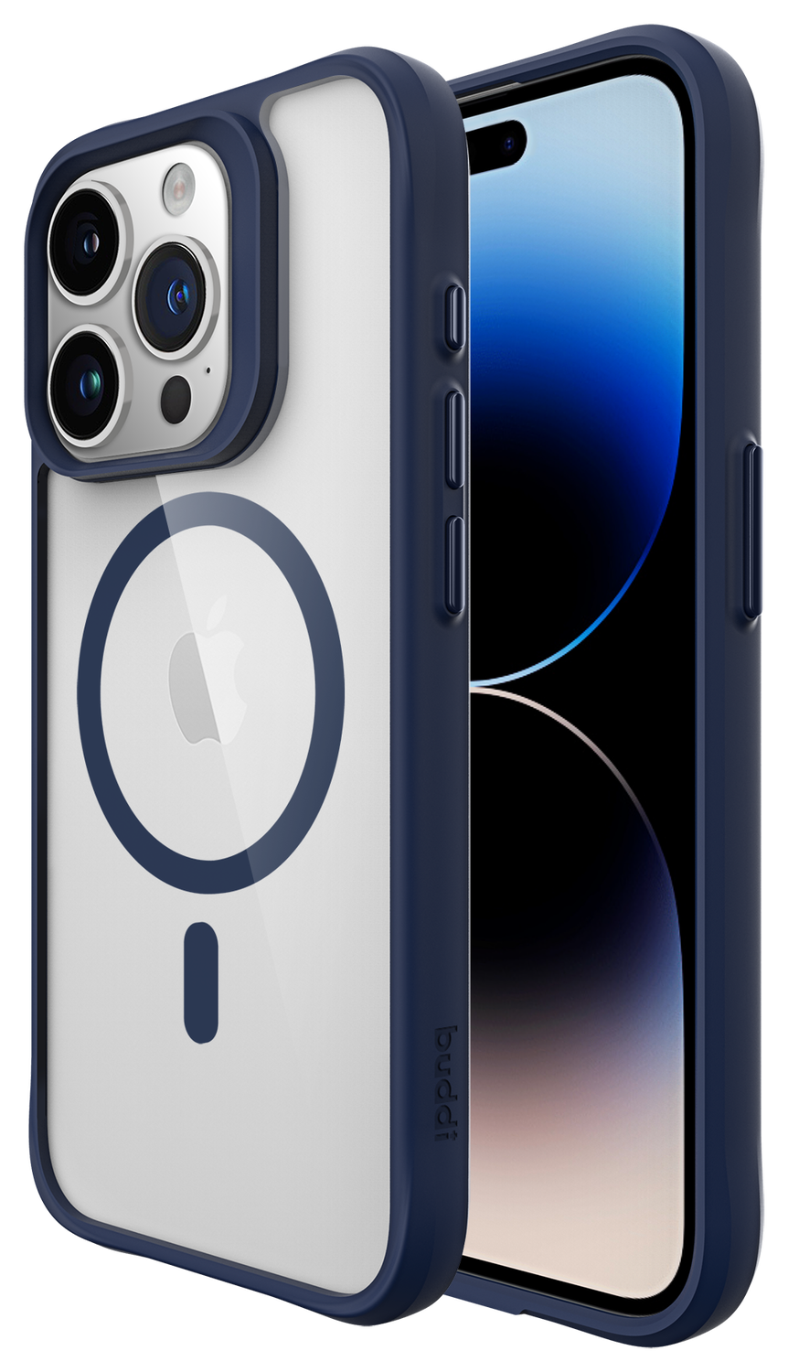Buddi Hybrid Apple iPhone 15 Pro Max Hoesje MagSafe Back Cover Transparant Blauw afbeelding 1