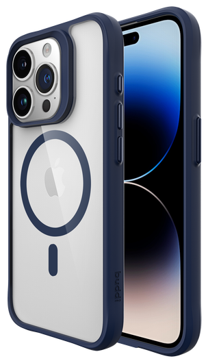 Buddi Hybrid Apple iPhone 15 Pro Max Hoesje MagSafe Back Cover Transparant Blauw afbeelding 1