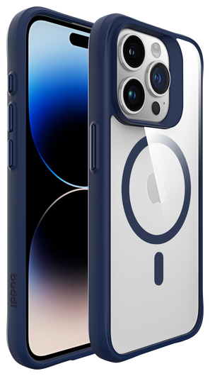 Buddi Hybrid Apple iPhone 15 Pro Max Hoesje MagSafe Back Cover Transparant Blauw afbeelding 8