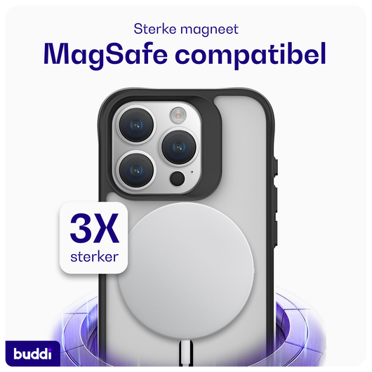 Buddi Hybrid Apple iPhone 15 Pro Max Hoesje MagSafe Back Cover Matte Zwart afbeelding 3