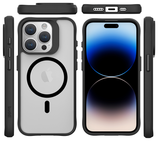 Buddi Hybrid Apple iPhone 15 Pro Max Hoesje MagSafe Back Cover Matte Zwart afbeelding 9
