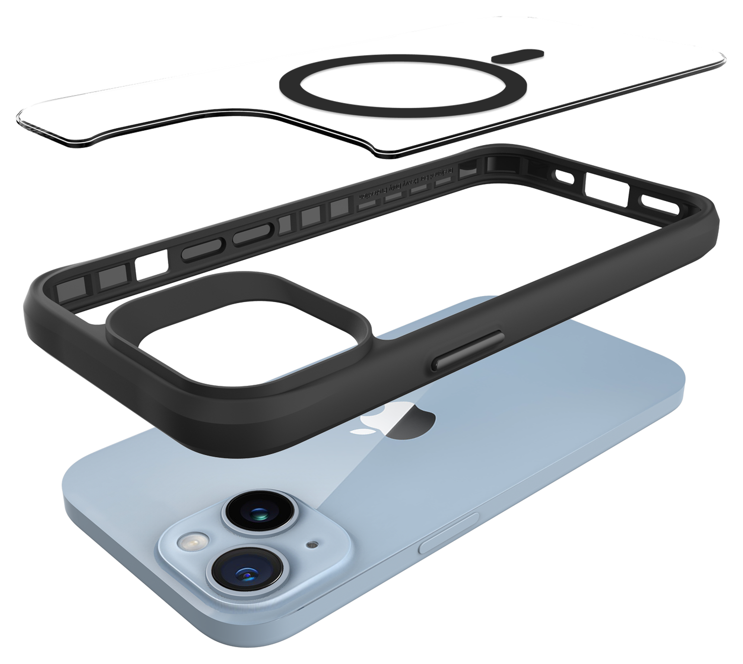 Buddi Hybrid Apple iPhone 15 / 14 / 13 Hoesje MagSafe Transparant Zwart afbeelding 10