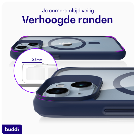 Buddi Hybrid Apple iPhone 15 / 14 / 13 Hoesje MagSafe Transparant Blauw afbeelding 5
