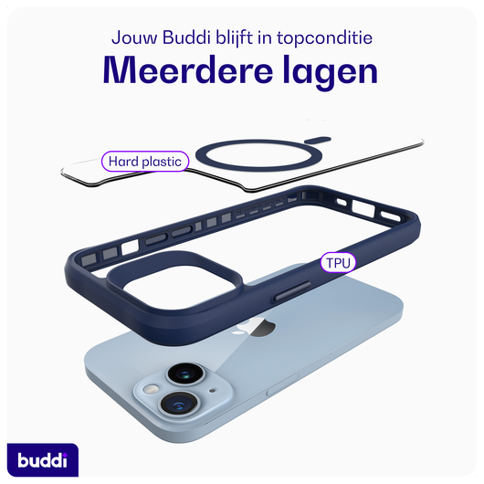Buddi Hybrid Apple iPhone 15 / 14 / 13 Hoesje MagSafe Transparant Blauw afbeelding 7