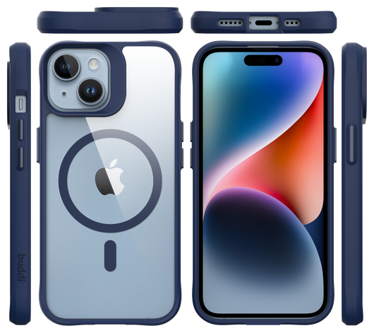 Buddi Hybrid Apple iPhone 15 / 14 / 13 Hoesje MagSafe Transparant Blauw afbeelding 9